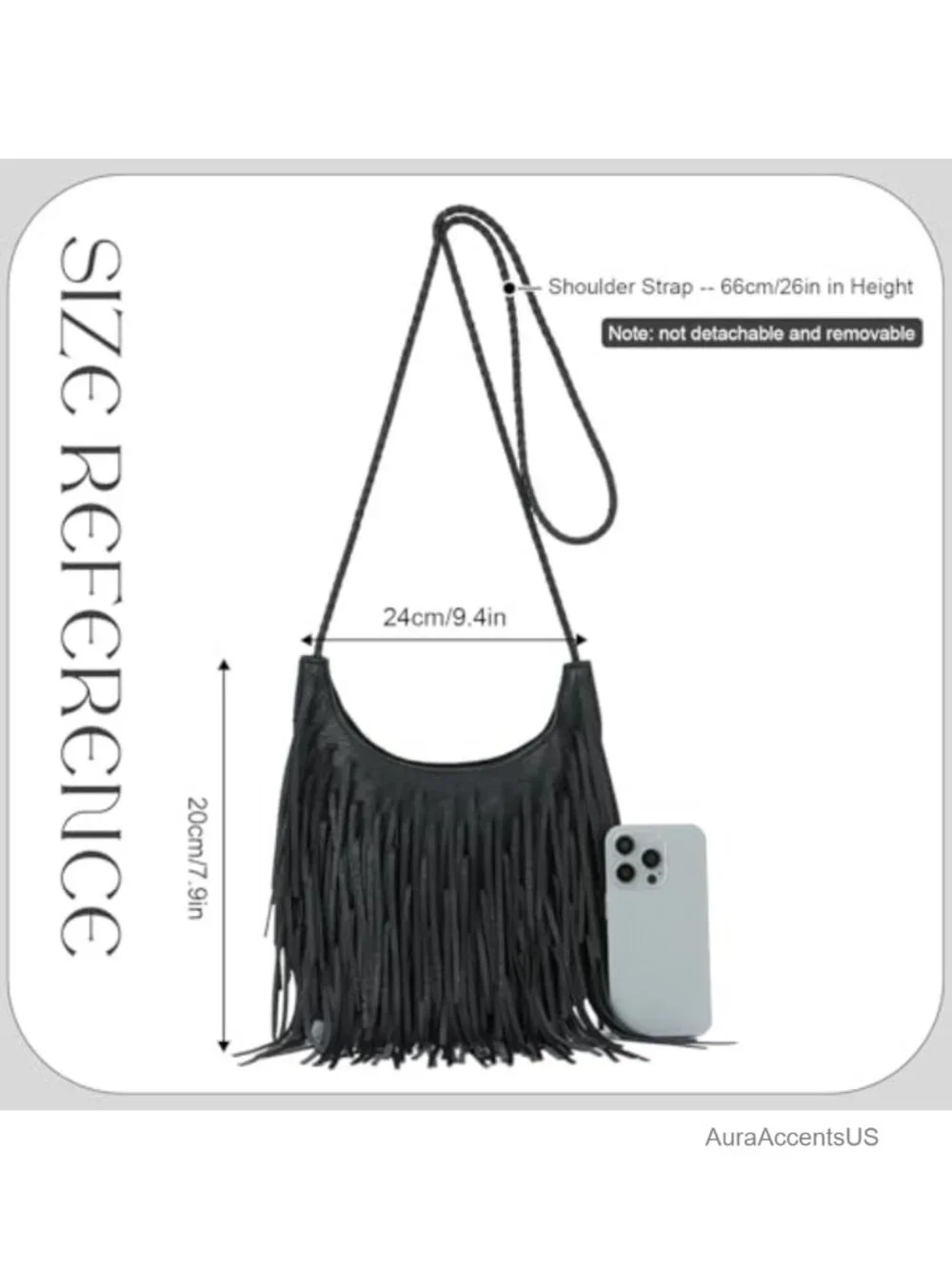 Boho Western Fringe Hobo Bag Crossbody Purse PU Leather Vintage Handbag